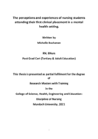 The perceptions and experiences of nursing students attending their first clinical placement in a mental health setting