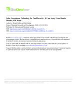 Solar greenhouse technology for food security: A case study from Humla District, NW Nepal