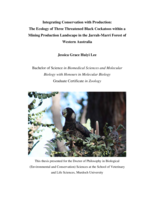 Integrating conservation with production: The ecology of three threatened black cockatoos within a mining production landscape in the Jarrah-Marri forest of Western Australia