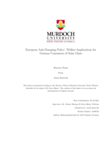 European anti-dumping policy: Welfare implications for German consumers of Solar Glass