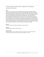 Concepts of ability and their effect on approaches to learning and motivational orientation