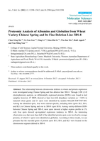 Proteomic analysis of albumins and globulins from wheat variety Chinese Spring and its fine deletion line 3BS-8