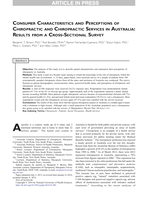 Consumer characteristics and perceptions of chiropractic and chiropractic services in Australia: Results from a Cross-sectional survey
