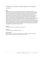 The effect of viva assessment on students’ approaches to  learning and motivation
