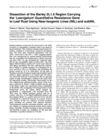 Dissection of the Barley 2L1.0 region carrying the ‘Laevigatum’ quantitative resistance gene to leaf rust using Near-Isogenic lines (NIL) and subNIL