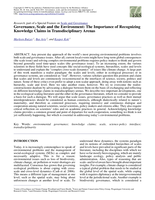 Governance, scale and the environment: The importance of recognizing knowledge claims in transdisciplinary arenas
