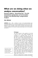 What are we doing when we analyse conversation?