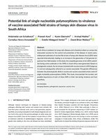 Potential link of single nucleotide polymorphisms to virulence of vaccine‐associated field strains of lumpy skin disease virus in South Africa