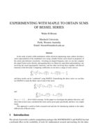 Experimenting with maple to obtain sums of bessel series