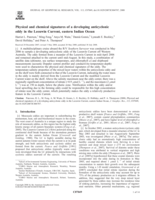 Physical and chemical signatures of a developing anticyclonic eddy in the Leeuwin Current, eastern Indian Ocean
