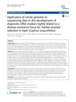 Application of whole genome re-sequencing data in the development of diagnostic DNA markers tightly linked to a disease-resistance locus for marker-assisted selection in lupin (Lupinus angustifolius)