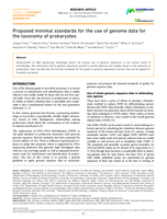 Proposed minimal standards for the use of genome data for the taxonomy of prokaryotes