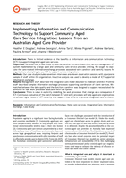 Implementing Information and Communication Technology to Support Community Aged Care Service Integration: Lessons from an Australian Aged Care Provider
