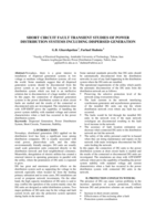 Short circuit fault transient studies of power distribution systems including dispersed generation