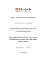Super-capacitor/lead acid battery hybrid energy storage suitable for remote area power supply (raps) systems.