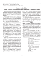 Failure to detect Brachyspira pilosicoli in bloodstream of Australian patients