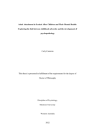 Adult attachment in looked after children and their mental health: Exploring the link between childhood adversity and the development of psychopathology