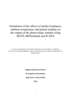 Simulation of the effects of global irradiance, ambient temperature and partial shading on the output of the photovoltaic module using MATLAB/Simulink and ICAP/4