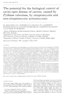 The potential for the biological control of cavity-spot disease of carrots, caused by Pythium coloratum, by streptomycete and non-streptomycete actinomycetes