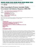 “Film Censorship in Western Australia: Public, Government and Industrial Responses 1898-1928”
