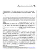 Characterization of diet-dependent temporal changes in circulating short-chain fatty acid concentrations: A randomized crossover dietary trial