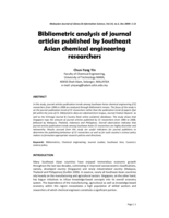 Bibliometric analysis of journal articles published by Southeast Asian chemical engineering researchers