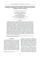 Distribution, diet and potential ecological impacts of the introduced Mozambique mouthbrooder Oreochromis mossambicus Peters (Pisces: Cichlidae)in Western Australia