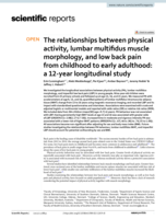 The relationships between physical activity, lumbar multifidus muscle morphology, and low back pain from childhood to early adulthood: a 12-year longitudinal study