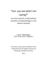 "Can you see what I am saying?": An action-research, mixed methods evaluation of telepsychology in rural Western Australia