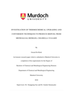 Investigation of thermochemical upgrading and conversion techniques to produce biofuel from microalgal biomass, Chlorella Vulgaris