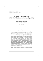 Alliance formation: A study of the Malaysian automobile supporting industry