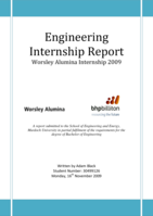 Engineering Internship Report Worsley Alumina Internship 2009