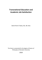 Transnational education and academic job satisfaction