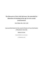 The discourse of Jury trial advocacy: The potential for distortion of meaning in the age of a new social consciousness