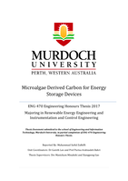 Microalgae derived carbon for energy storage devices