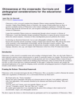 Chineseness at the crossroads: Curricula and pedagogical considerations for the educational context