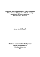 Structural, optical and mechanical characterisations of nanostructured copper cobalt oxide coatings synthesised via Sol-gel method for solar selective absorber