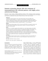 Immune restoration disease after the treatment of immunodeficient HIV-infected patients with highly active antiretroviral therapy