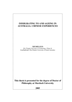 Immigrating to and ageing in Australia: Chinese experiences