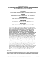 Assessing for futures: Can professional learning provide a sustainable assessment platform to support learning beyond graduation