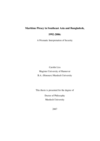 Maritime piracy in Southeast Asia and Bangladesh, 1992-2006: a prismatic interpretation of security