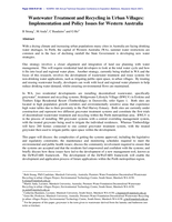 Wastewater treatment and recycling in urban villages:Implementation and policy issues for Western Australia