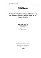 The relationship between textual criticism and the synoptic question: a study based on the passion narrative