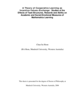 A theory of cooperative learning as incentive-values-exchange: studies of the effects of task-structures, rewards and ability on academic and social-emotional measures of mathematics learning