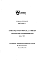 Human reactions to nuclear issues : psychological and related factors (bibliography)