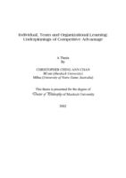 Individual team and organizational learning: underpinnings of competitive advantage