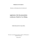 Application of the recommendation architecture model for text mining