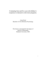Evaluating four and five-year old children's responses to interactive television programs