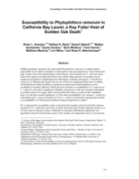 Susceptibility to Phytophthora ramorum in California bay laurel, a key foliar host of sudden oak death
