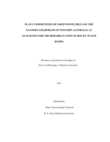 Plant communities of greenstone hills of the Eastern Goldfields of Western Australia as analogues for the rehabilitation of rocky waste dumps
